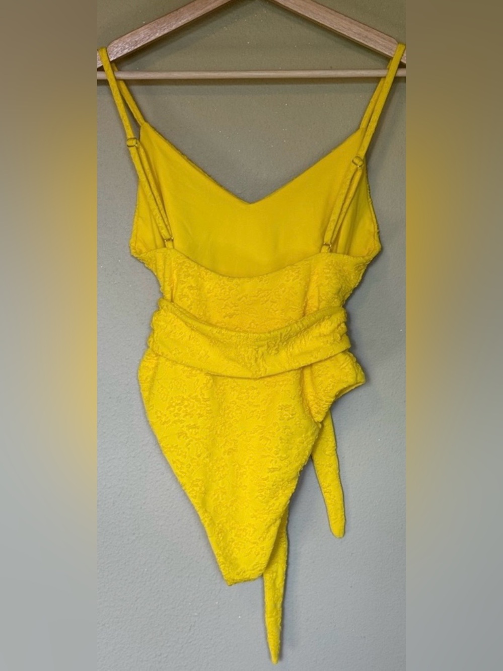 Mara Hoffman Yellow Floral Jacquard One Piece Swimsuit Size Small - Picture 4 of 8